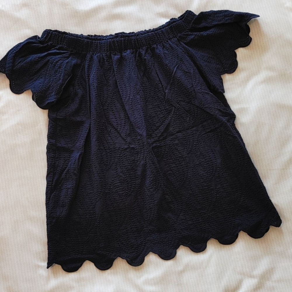 Ann Taylor Navy Off-Shoulder Top